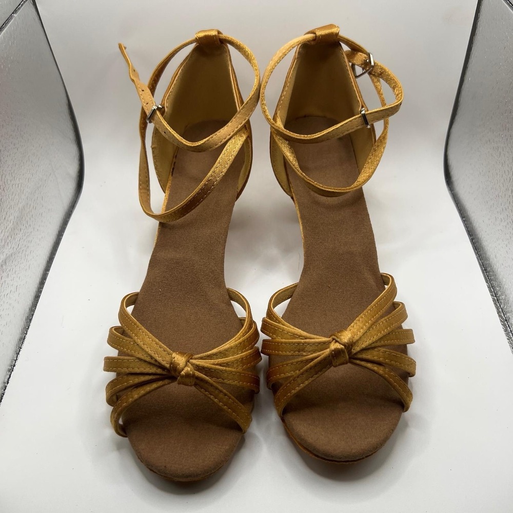 NEW Dance And Sway Women's Size 8 Ballroom Brown Shoes Flared Heel 3"